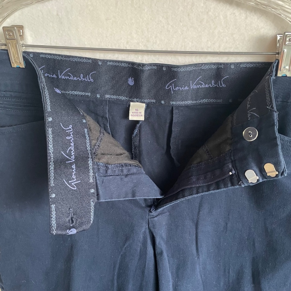 Navy Blue Staight-leg High-Rise Comfort Waist Cotton Pants, Size 16 - Picture 3 of 8